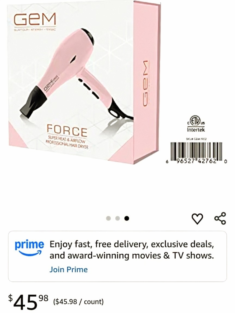 GEM Force Ionic Ceramic Pink Professional Far Infrared Hair Dryer